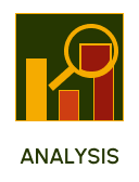 large icon of a bar chart with a magnifying glass enlarging the tallest column.