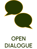 large icon of two speech bubbles representing "open-dialogue"